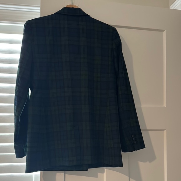 GAP Women's Plaid Double-Breasted Jacket - Green - Picture 3 of 4